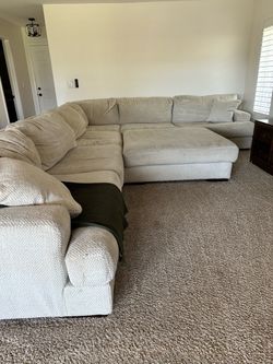 Oversized Cream Sectional + Huge Ottoman
