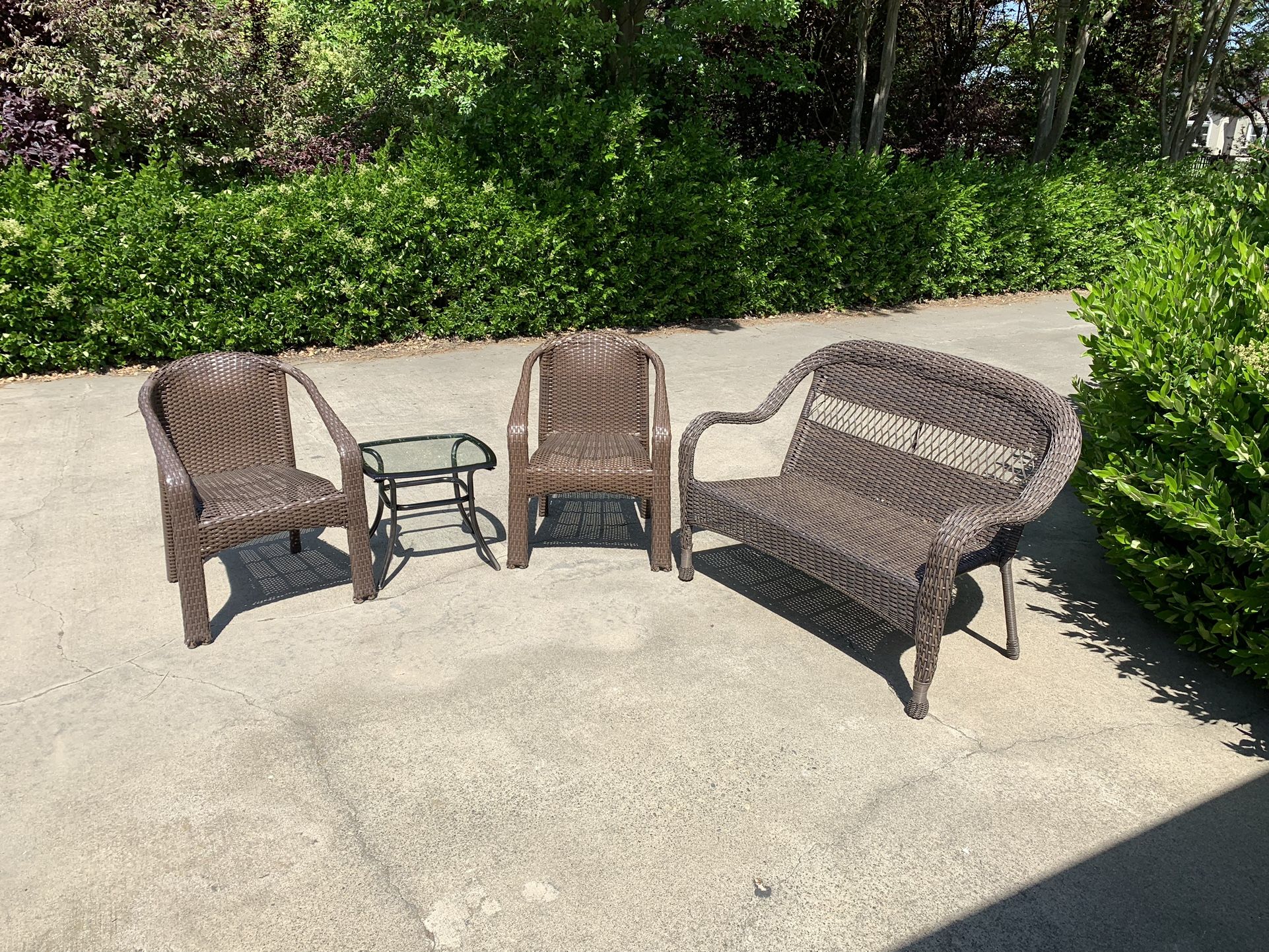 Home Depot Wicker Furniture Set (Loveseat + 2 Chairs + End Table) for