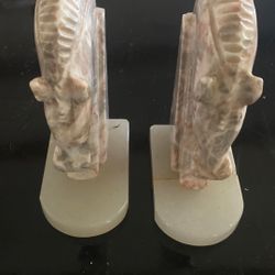 Mini horse marble, bookends, antique