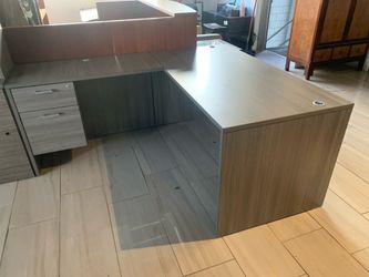 Desk l shape gray 60”x72” with drawers