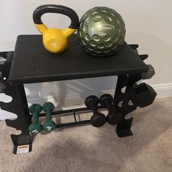 Dumbbell Storage Bench With Dumbbells