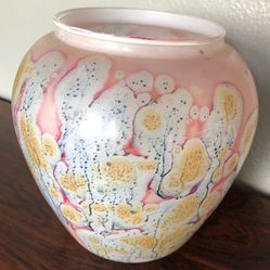 Vintage, Maskarot Juda, Hand-Painted, Art Glass Vase