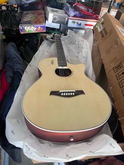 V1 Hybrid Acoustic Guitar for Beginners Adults Patented Body with Solid Spruce Top & Soft Touch Strings Thin Neck & Open Pore Matte 40 Inch,Natural