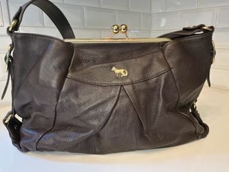 Emma Fox Brown Leather Kiss-Lock Shoulder Bag