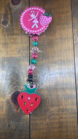 Strawberry Girl Beaded Badge Reel
