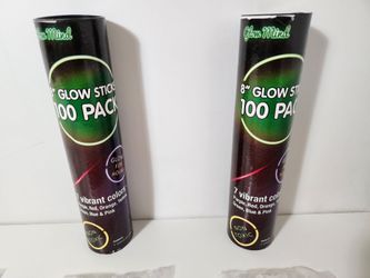 2pcs Each 100-pack of 8" Glow Sticks, Glow-In-The-Dark Wall Ceiling Decorations