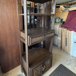 3 Vintage Mid Century Carved Wood Japanese Chinese Shelves
