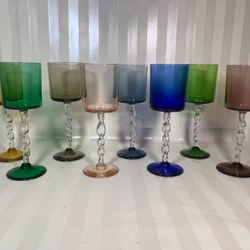 Vintage Belfield Twisted Stem Shot Glasses 