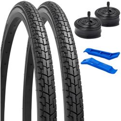 2-PCS 27X1 3/8 (37-630) Bike Tires and 27'' Bike Tubes Schrader Valve Compatible with 27X1 3/8 27x1 3-8 Bike Bicycle Tires and Tubes