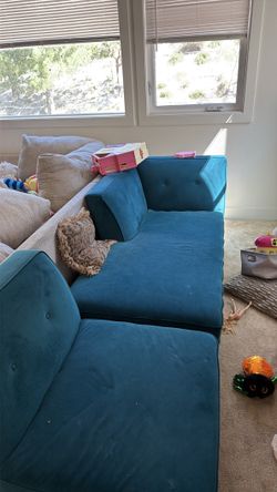 Living spaces sectional couch velvet