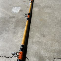 Custom Built Fenwick Blank 1270 Fishing Rod - Orange/ Yellow/ Black - Saltwater Fishing Gear - Fisherman 