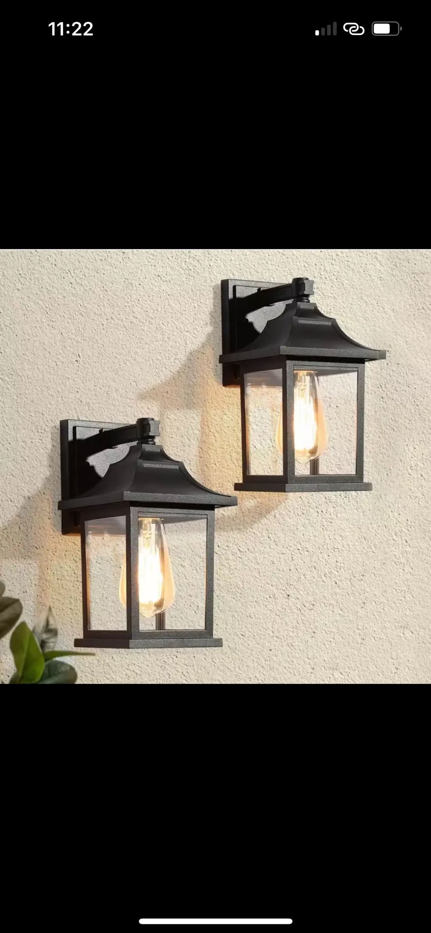 LNC Classic Black Outdoor Wall Lantern Sconce 1-Light Hardwired (2-Pack )