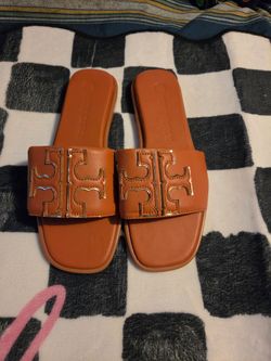 Tory Burch Double-T Leather Slide Sandals