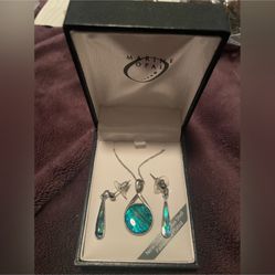 Blue Earrings And Necklace Set