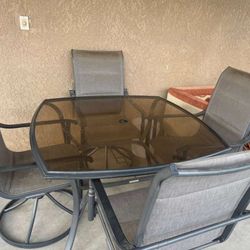 Glass Table Outdoor With 4 Chair 