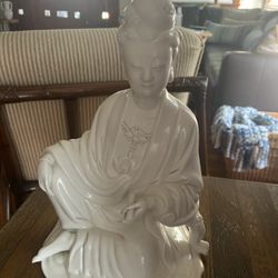 Vintage Chinese White Porcelain Statue