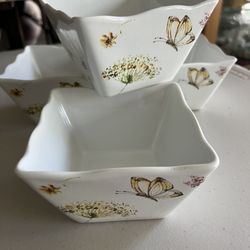 Vintage Butterfly Fantasy Square Bowls 222 Fifth 