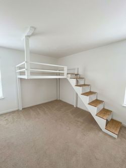 Custom Full Size Floating Loft Bed with Staircase (Yes, still available if ad is up)
