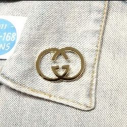 Gold YSL Pin Brooch 1.5”