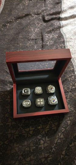 Steelers rings all championships NFL with box