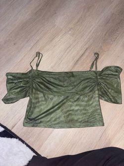 Green medium Cider tank top butterfly off the shoulder