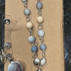 Fashion Stainless Steel Id Badge Holder Necklace with Beaded Chain Id Card Clip and Lanyard for Women for Work and School Stylish