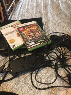 Xbox 360 with controller and 2 games and all cords