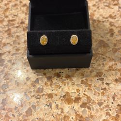 14K gold opal + diamond halo studs