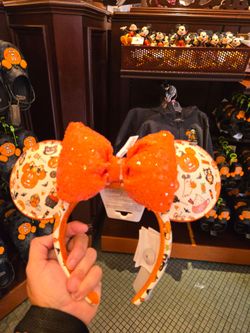 Mickey and Minnie Mouse Halloween Ear Headband for Adults