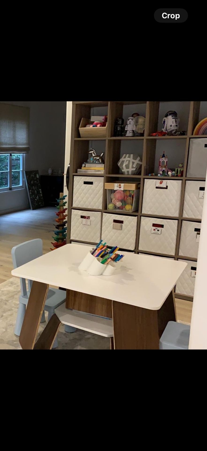 Modern Kids Arts And Crafts Play Room Table White And Walnut