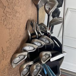 Ping Zing(3-9,W,S,L:10 Complete Set With #2ping Eye)and Ping Answer 4 Putter With Callaway Driver And Wood And Golf Swing Exercise (Sun Mountain Cart 