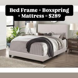 Queen Bed + Mattress + Boxspring 