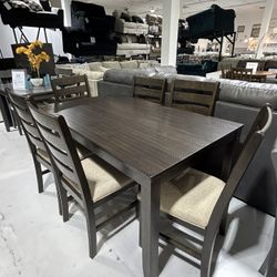 Brown 7pc Dining Table Set 