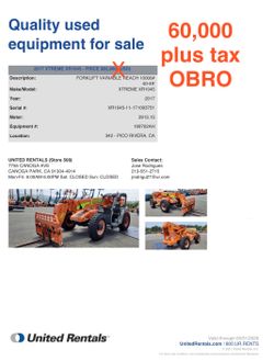 17 FORKLIFT VARIABLE REACH 10000# 40-49'