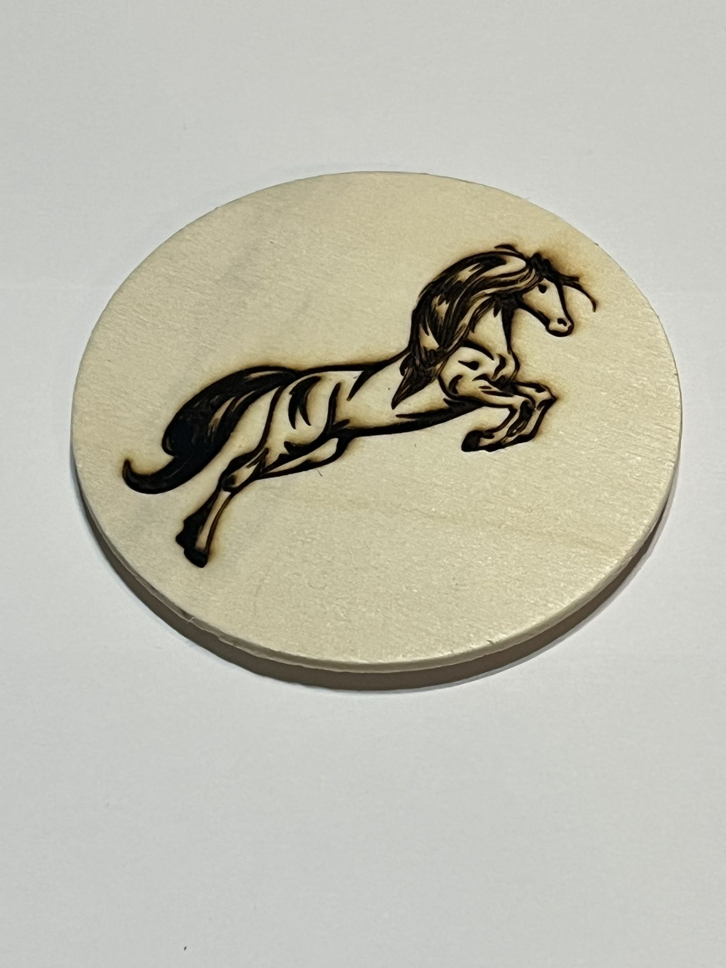 Wooden running horse figure fridge magnet 3x3 inch
