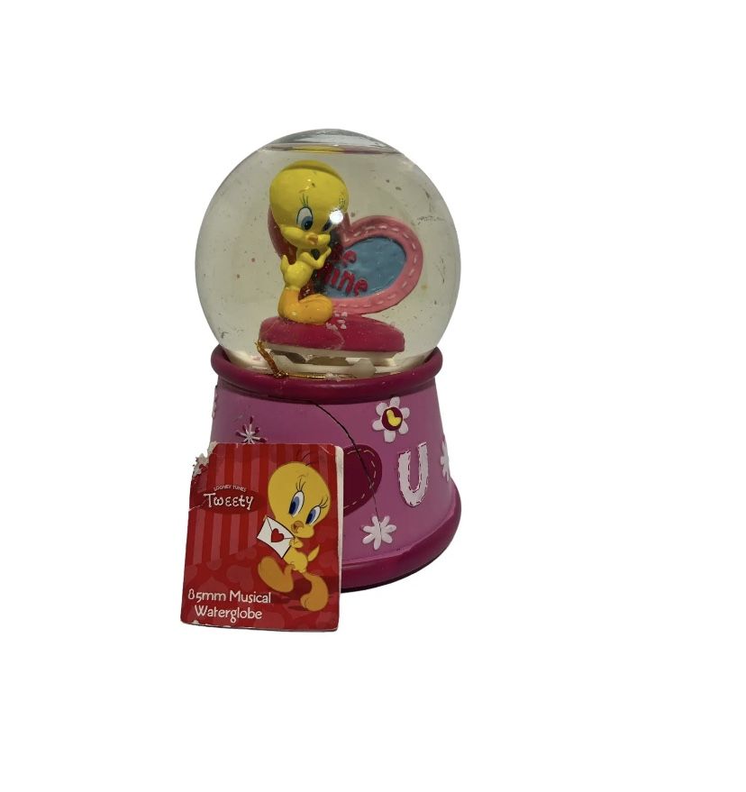Looney Tunes Tweety Bird Musical Snowglobe Be Mine Pink Hearts Valentines Day