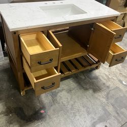 48"Soild wood Bathroom Vanity Stone Countertop (Sink Cracked)