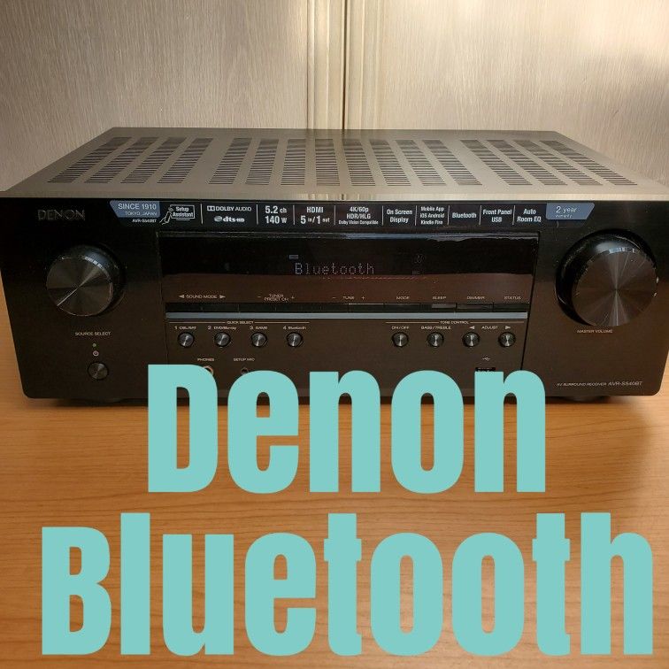 Denon Bluetooth AVR S540BT Receiver Home Theater AM FM Antennas Remote Control 24 Hour Test Period