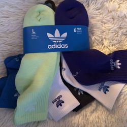 Adidas Men's/Women’s Multicolor Socks - 6 Pack size large 