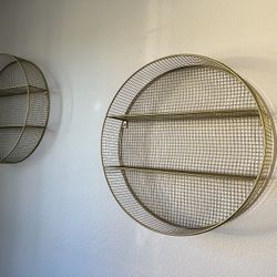 2 Circular Metal Shelves 