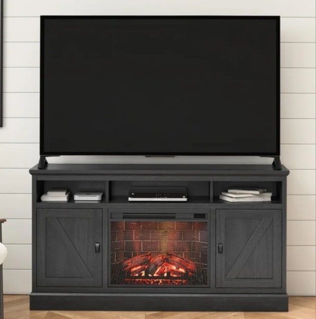 Brand New 58" Fireplace Heater TV Stand Bookcase W Remote $1299 NEW NEVER USED 