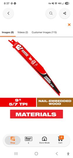 Milwaukee Amped 9" Reciprocating Saw Blade 5/7 TPI