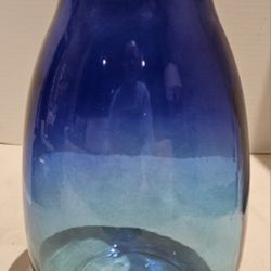 Blue Recycled Glass Handmade Spanish Decorative Vase 
