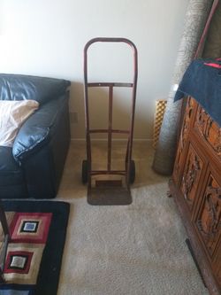80's "Heavy Duty Steel Dolly" Dayton Manufacturing Company, 400 Lb Capacity, Made in USA. 8" Wheels, 14"W 46"H