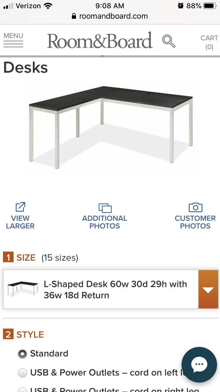 Room and board L Shaped desk