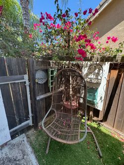 Outdoor wicker egg swing chair