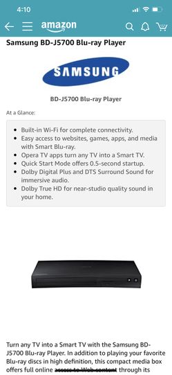 Samsung blu-ray player - with WiFi’s apps also glass wall mount