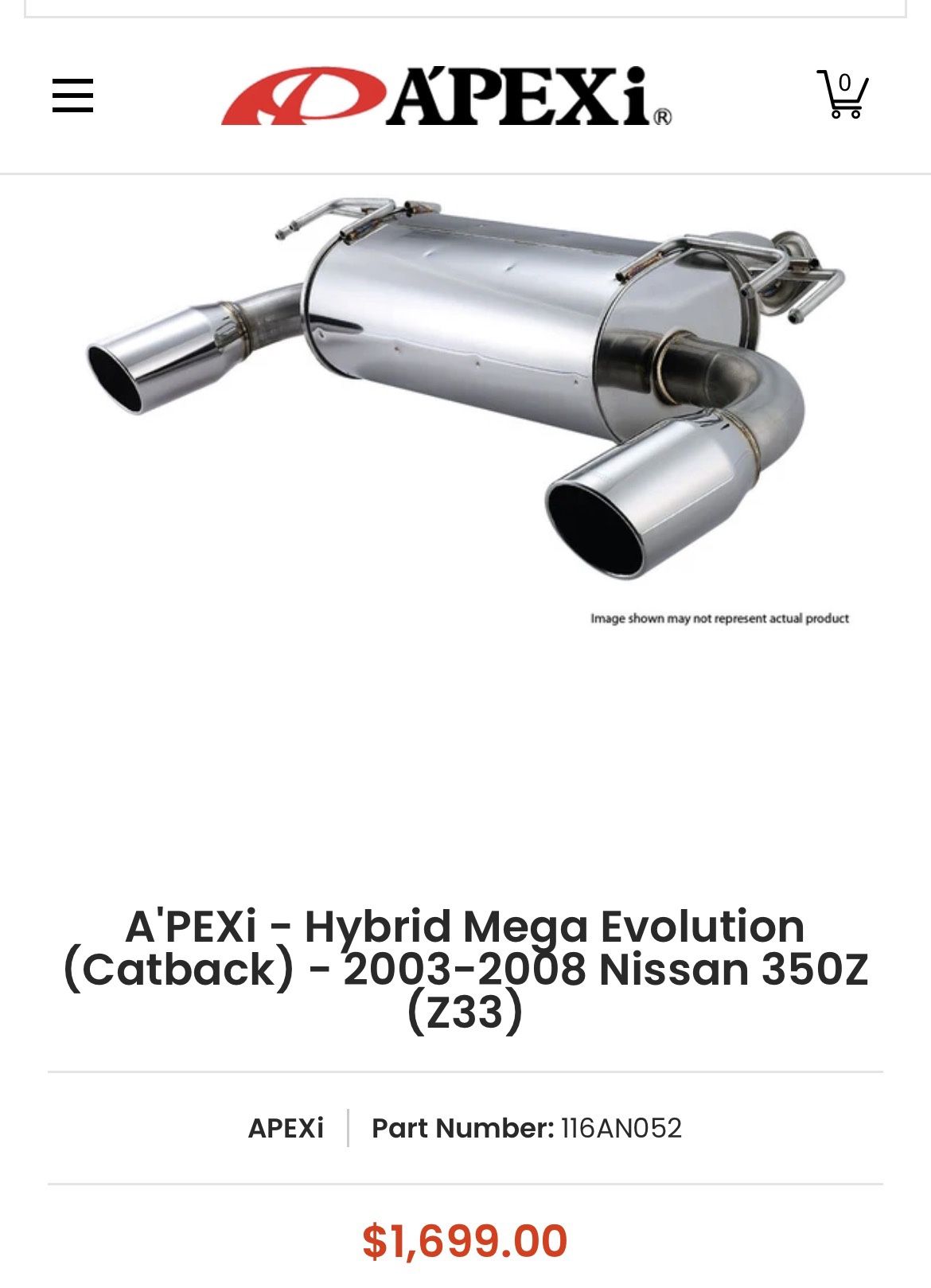 Nissan 350z Z33 - Apexi JDM Catback Exhaust 2003-2008