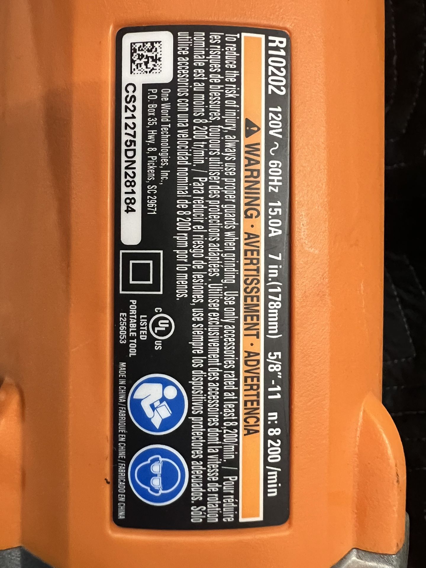 Ridgid 7 Inch Angle Grinder