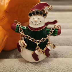 Christmas Snowman Classic Unique Exquisite Enamel Dangle Brooch Pin Jewelry